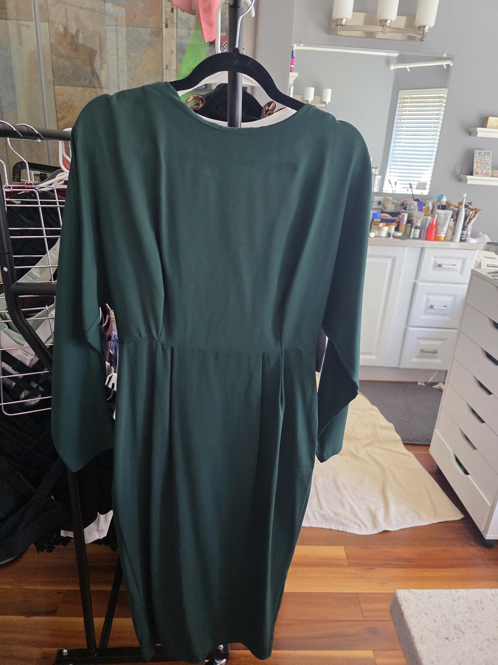 Asos Deep Green Tie-Front Midi Dress